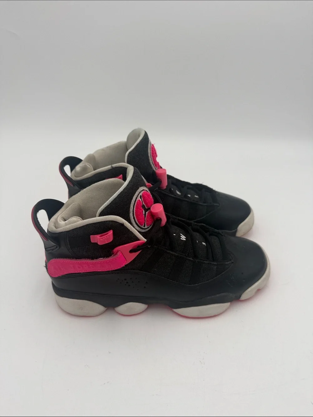Nike air Jordan 6 rings Black Pink High-Top Basketball Shoes youth 4.5 retro